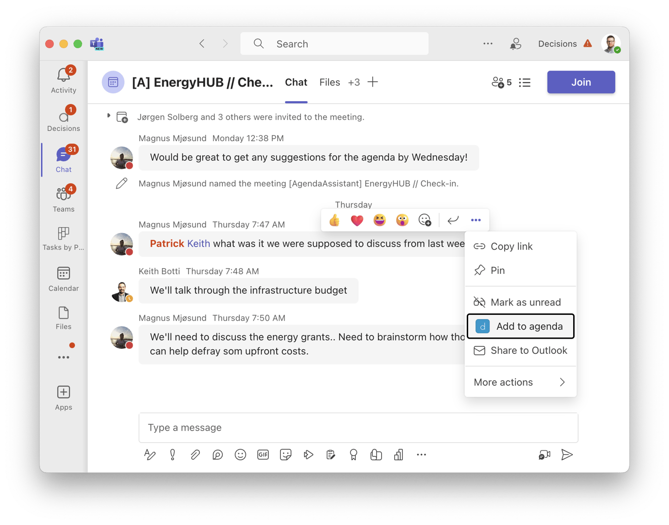 How to add an agenda topic directly from a Teams channel post or a chat ...