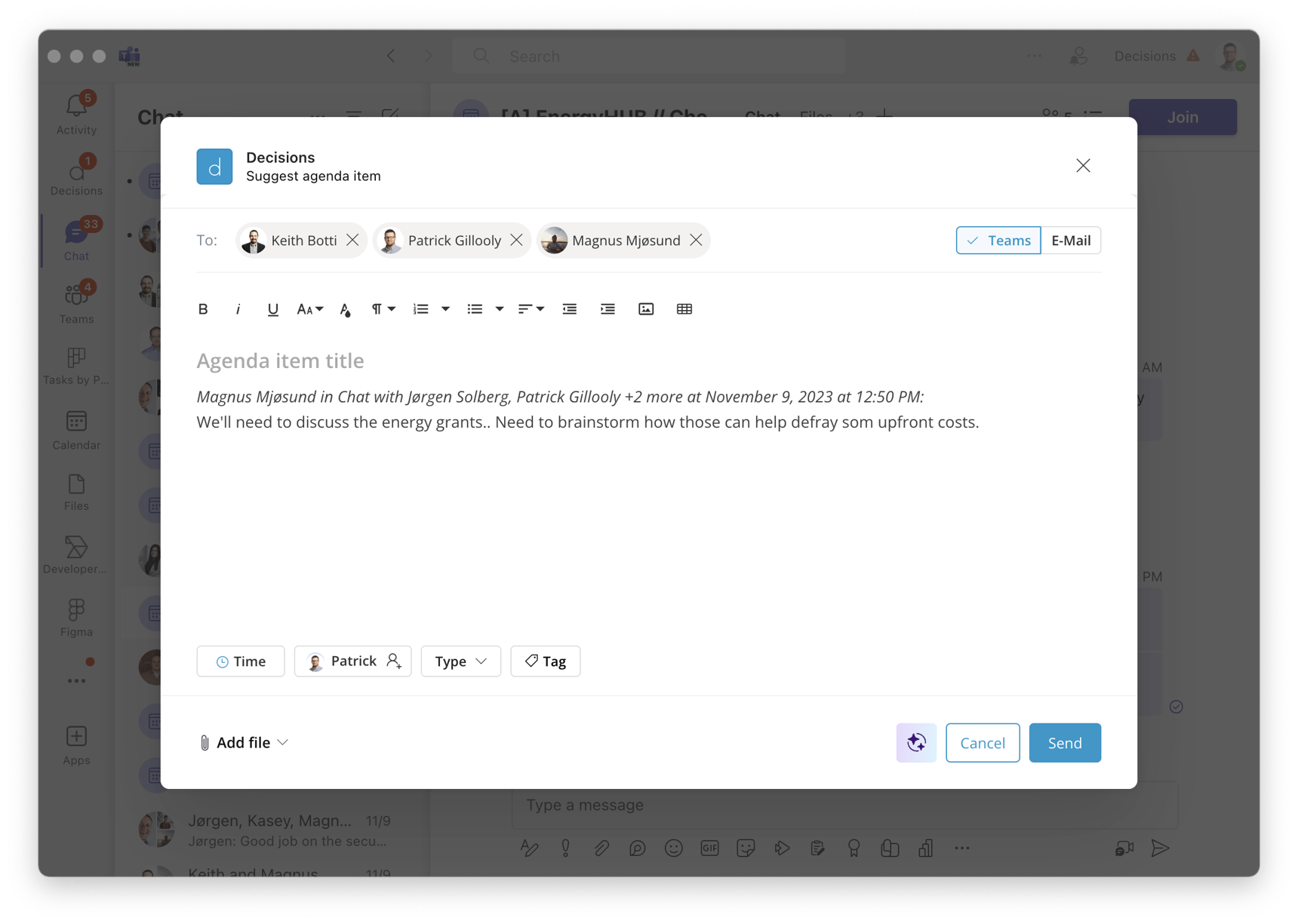 How to add an agenda topic directly from a Teams channel post or a chat ...
