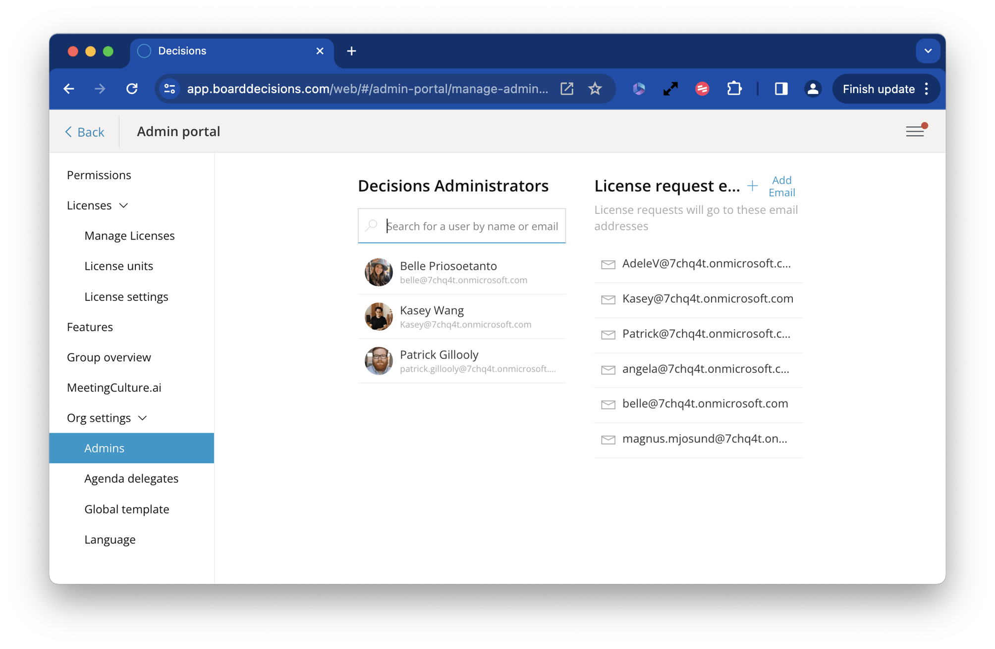 Using the Decisions Admin Portal