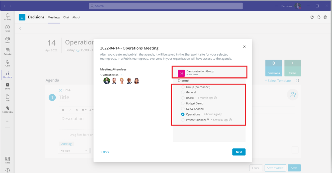 Create your first Agenda in Microsoft Teams