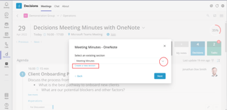 Create meeting minutes in OneNote