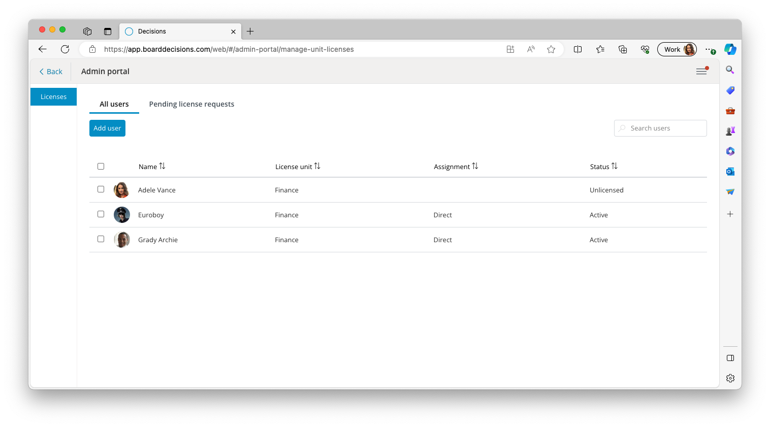 License admin